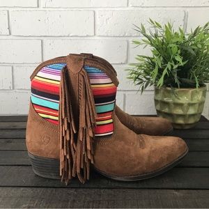 Ariat Kids Duchess Western Short Boot Fringe Southwestern Stripes